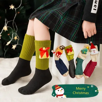 1 пара Рождественских носков, Аксессуары для малышей, милые Носки с мультяшной куклой, для новорожденных мальчиков и девочек, новогодний подарок, хлопковые носки для младенцев и малышей