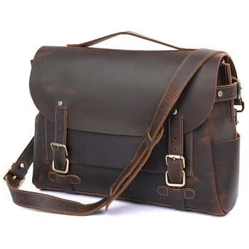 Модная кожаная сумка через плечо для 14-дюймового ноутбука, винтажные дизайнерские сумки через плечо, школьная сумка для мальчика-посыльного из натуральной кожи