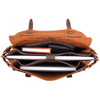 Модная кожаная сумка через плечо для 14-дюймового ноутбука, винтажные дизайнерские сумки через плечо, школьная сумка для мальчика-посыльного из натуральной кожи 5