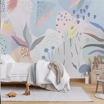 Изготовленные на заказ цветные обои в скандинавском минималистичном стиле, детская комната, мультяшная фреска, обои для детского сада, обои для спальни для мальчиков и девочек