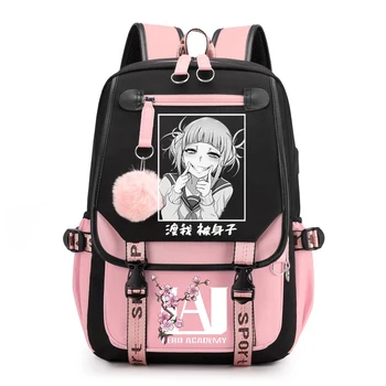 Аниме-рюкзак My Hero Academia, Мультяшный рюкзак Himiko Toga для мальчиков и девочек, Розовый рюкзак Boku No Hero Academia, дорожный рюкзак для ноутбука.