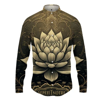 Новая модная мужская рубашка с длинными рукавами, высококачественная модная мужская рубашка с 3D-принтом Lotus, мужская рубашка в повседневном стиле, мужская рубашка