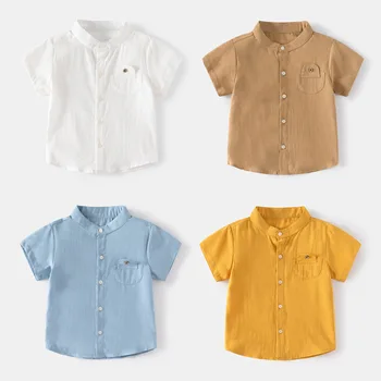 Летняя детская однотонная одежда, повседневная футболка для мальчиков, Летняя трендовая верхняя одежда, рубашка-поло, спортивная толстовка, хлопковая блузка с коротким рукавом.
