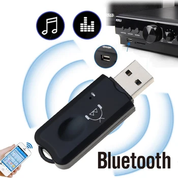 Автомобильный комплект громкой связи с приемником USB AUX Bluetooth, беспроводной аудио-стерео USB-передатчик для автомобильного Mp3-плеера, динамик без разъема 3,5 мм 0