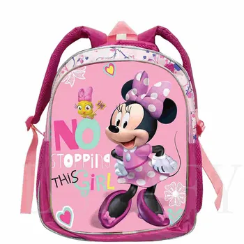 Рюкзак с 3D принтом Disney Minnie Mouse, детская сумка, школьные сумки с аниме, Детский сад на молнии, 12-дюймовый Рюкзак для книг
