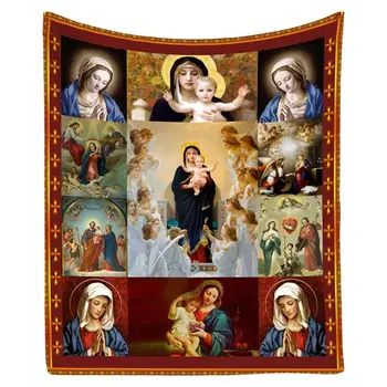 Мягкое одеяло Иисуса Девы Марии из фланели для гостиной / спальни, теплое одеяло, очень мягкое и уютное