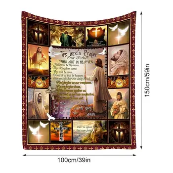 Мягкое одеяло Иисуса Девы Марии из фланели для гостиной / спальни, теплое одеяло, очень мягкое и уютное 5