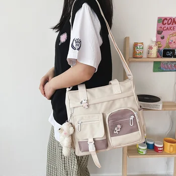Новая холщовая сумка большой емкости для японских студенток, сумка через плечо, универсальная сумка для кампуса, курьерская сумка Ins.