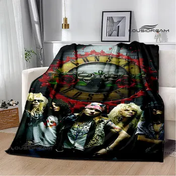 Фланелевое одеяло с принтом Guns n'roses band в стиле ретро, Мягкое Комфортное одеяло для дома, одеяло для путешествий, Детское Теплое одеяло, подарок на день рождения
