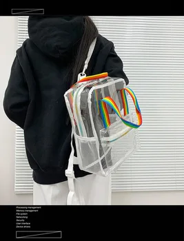 Прозрачный женский рюкзак из ПВХ, водонепроницаемый Прозрачный однотонный рюкзак, дорожный школьный рюкзак для девочек-подростков, детская сумка