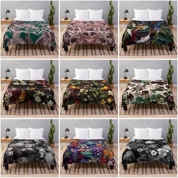 Покрывало одеяла Покрывало для дивана коралинное флисовое одеяло охлаждающее одеяло изготовленные на заказ декоративные одеяла для кровати Плед цветок птица растение 0