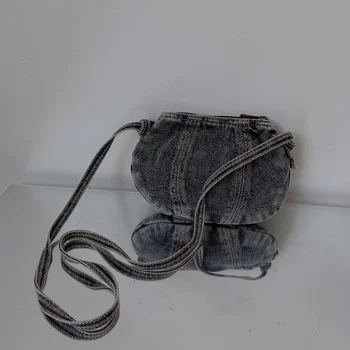 Дизайнерская джинсовая сумка для стирки в воде, Корейская студенческая нейлоновая водонепроницаемая холщовая сумка через плечо, женские ранцы