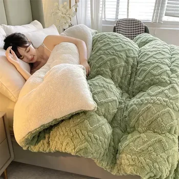 2023 Толстое Зимнее Теплое одеяло для кровати из искусственного Кашемира Ягненка, Утяжеленные Одеяла, Мягкое Удобное Теплое Стеганое одеяло