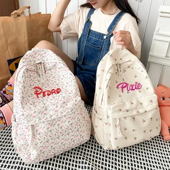 Персонализированное название с вышивкой, Маленький свежий рюкзак в Японском стиле, Корейский повседневный рюкзак, Летний Минималистичный рюкзак