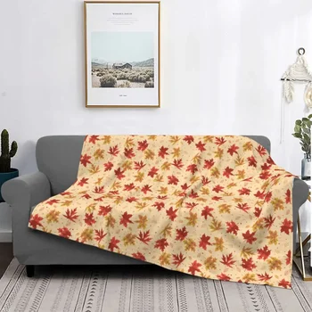 Одеяла с рисунком кленовых листьев, Флисовые текстильные декоративные листья, Многофункциональное супер мягкое покрывало для кровати, дорожный коврик