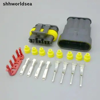 shhworldsea 5/30/100set 4-контактный водонепроницаемый разъем для электрического провода, штекер-розетка, скрытая автомобильная морская автоматическая розетка