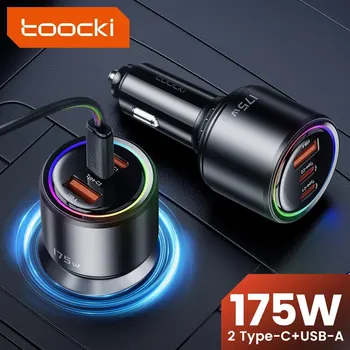 Автомобильное Зарядное Устройство Toocki175w Quick Charge 3.0 4.0 PPS USB Type C Быстрая Зарядка Автомобильного Зарядного Устройства Для iPhone 15 14 Xiaomi Samsung S23