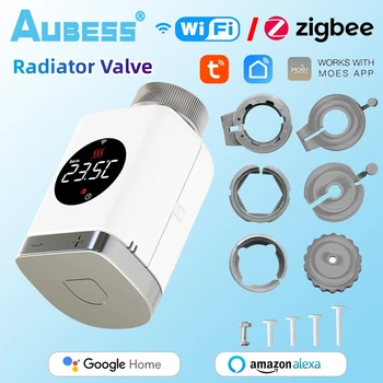 Smart Wifi / Zigbee Термостатический Клапан Радиатора TRV Программируемое Приложение Дистанционный Регулятор Температуры Поддержка Alexa Google Home Moes