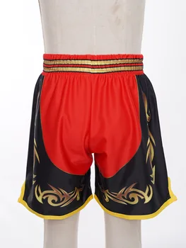 Стильные боксерские шорты с принтом для мальчиков, дышащие купальники, короткие штаны, плавки для занятий боксом, борьбой, тренировками, плаванием 4