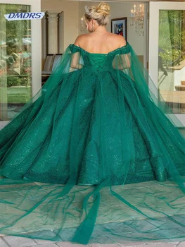 Королевское свадебное платье с открытыми плечами и вырезом лодочкой, Романтическая фата невесты с пайетками, элегантное Платье Vestidos De Novia 3