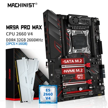Комбинированный комплект материнской платы MACHINIST X99 Xeon E5 2660 V4 Процессор LGA 2011-3 CPU 32 ГБ оперативной памяти DDR4 для настольных ПК NVME M.2 MR9A PRO MAX