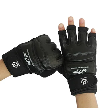 Высококачественные перчатки для кикбоксинга, перчатки для ММА, Тренировочное боксерское снаряжение для Муай Тай, Полурукавицы, искусственная кожа, Черное боксерское снаряжение.