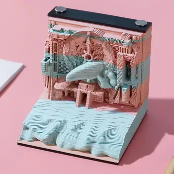 Научно-фантастический календарь для вырезания из бумаги, 3D-стикеры на трехмерной основе, креативные заметки из липкой бумаги, художественное оформление V5Z5