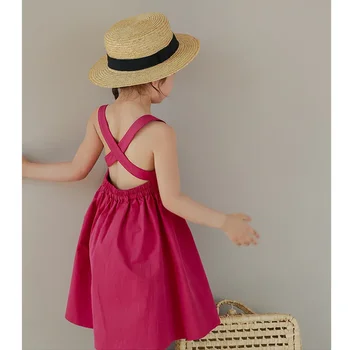 От 2 до 8 ЛЕТ для малышей, летняя одежда для маленьких девочек, платье для младенцев с открытой спиной, элегантный сарафан без рукавов с открытыми плечами, пляжный наряд 0