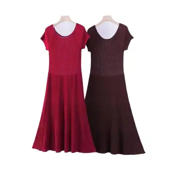 Женская одежда 2023 года, платье с круглым вырезом и короткими рукавами