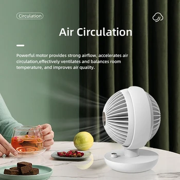 Вращающийся на 360 ° настольный вентилятор для офиса, Немой вентилятор для циркуляции воздуха в виде шара, перезаряжаемый портативный 3