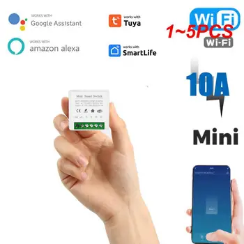 1 ~ 5ШТ Tuya 16A Mini Wifi Smart Switch Light Поддерживает 2-полосный модуль автоматизации управления временем Приложение для Alexa Home 0