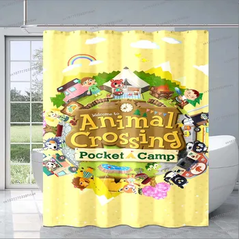 Animal Crossing New Horizons Милая Мультяшная Занавеска Для Душа Kawaii Animal Душевая Занавеска Для Детской Ванной Комнаты Декоративная Занавеска Для Душа