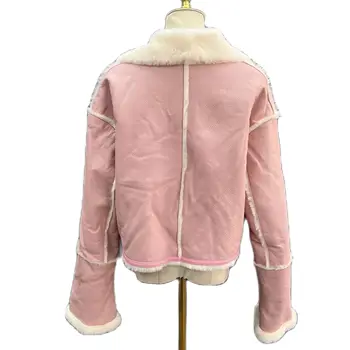 Женская куртка из натуральной кожи JANEFUR 2023, Новое Розовое Толстое женское зимнее пальто из натуральной Овчины 2