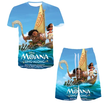 Женские Мужские футболки с 3D принтом Disney Moana, комплекты детской повседневной дышащей одежды, пляжные шорты Harajuku, комплекты