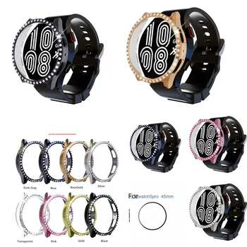 Роскошный чехол-бампер с бриллиантовой каймой для Samsung Galaxy Watch 5pro 45 мм, чехол watch5 40 мм, 44 мм, крышка + защитная пленка 0