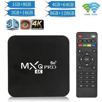 MXQ Pro Smart TV Box Wi-Fi, Медиаплеер, Телеприставка 4K, Android 11.0, Rk3228, 2.4G, 5G, 8 ГБ оперативной памяти, 128 ГБ ПЗУ