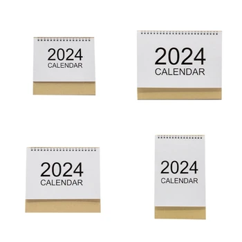 Мини-настольный Календарь на 2024 год для Дарения подарков и украшения дома Плотные Бумажные Линейчатые Блоки Настольный Календарь Ежемесячный Обзор