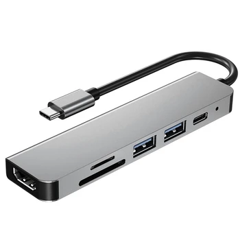 ABGZ-2X 6 В 1 Адаптер-Концентратор USB Type C С Поддержкой 4K 30 Гц многопортовый Кардридер USB3.0 TF PD Video Multi Ports