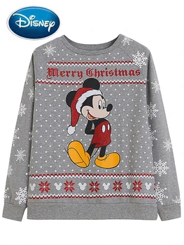 Свитшот Disney, Шикарный модный женский пуловер с буквенным принтом Микки Мауса, с Рождеством Христовым, топы-джемперы с длинными рукавами и круглым вырезом