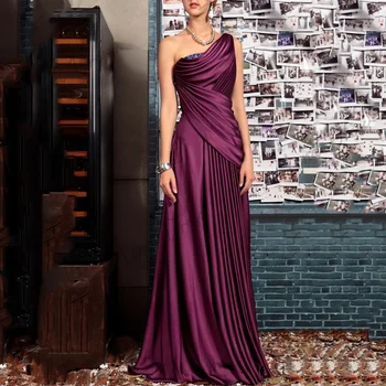 Lena-Вечернее платье с диагональным плечом для женщин, элегантное и роскошное вечернее платье для женщин, официальное вечернее платье из атласа 2024 года 0