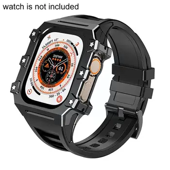 Металлический ремешок Для Apple Watch Ultra 49 мм, Металлическая крышка И Силиконовый Ремешок Для Iwatch Ultra 49 мм, Сменные браслеты M2F9 0