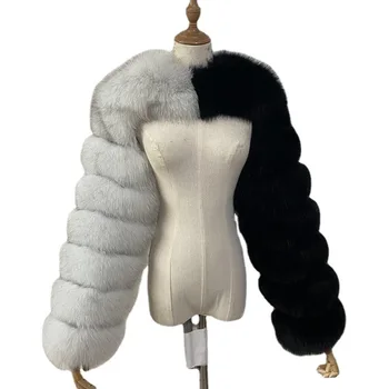 2023 Новая мода из искусственного лисьего меха с длинными осенне-зимними рукавами, женские куртки из искусственного меха, Женская короткая верхняя одежда для девочек C42 4