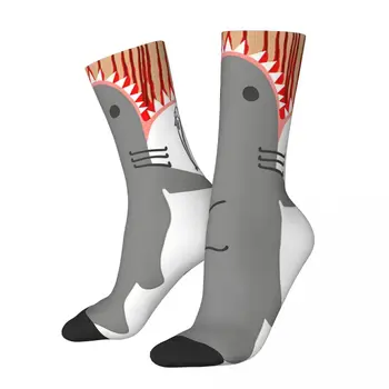 Мужские компрессионные носки в стиле хип-хоп Винтаж Shark Attack Crazy Унисекс Shark in The Deep Sea Harajuku с бесшовным принтом для экипажа для мальчиков