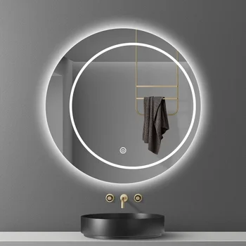 Круглое художественное Умное зеркало, защищающее от запотевания, Светящаяся Светодиодная лампа для макияжа, Настенное зеркало для ванной комнаты Espejo, По сравнению с ярким зеркалом для душа EB5BM