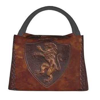 Изготовленные вручную кожаные сумки для ланча в средневековой книжной обложке с принтом ручной работы, мужские и женские ланч-боксы-охладители с термоизоляцией для поездок в офис 1