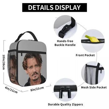 Сумки для ланча с изоляцией Джонни Деппа, портативные сумки для пикника, термоохладитель, ланч-бокс, сумка для ланча для женщин, работы, детей, школы 3
