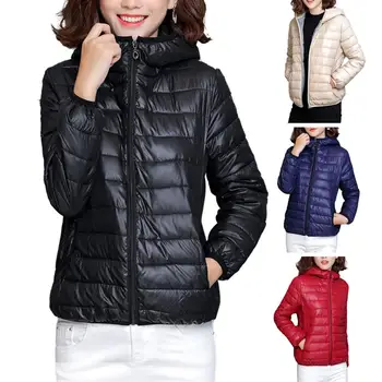 Женское легкое пальто, стильное женское зимнее пальто с капюшоном на подкладке, теплая приталенная куртка-кардиган с карманами на молнии, мягкая 0