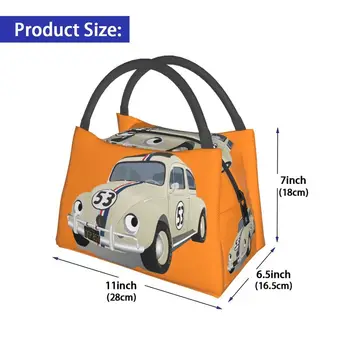 Herbie 53 Classic Racing Car Изолированные сумки для ланча для кемпинга, путешествий, Многоразовый термоохладитель, ланч-бокс для женщин 2