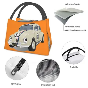Herbie 53 Classic Racing Car Изолированные сумки для ланча для кемпинга, путешествий, Многоразовый термоохладитель, ланч-бокс для женщин 4
