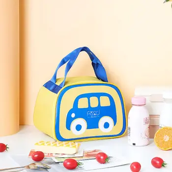 Детская сумка-холодильник для ланча с Мультяшным автомобилем, Ручные сумки для еды, Холщовая сумка для ланча, Теплая Термосумка для еды, Водонепроницаемая Сумка для ланча